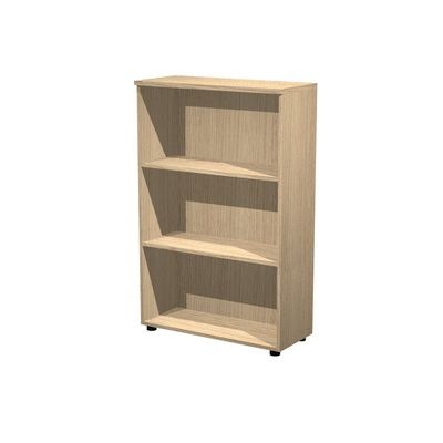 7331910009658-Bibliothèque mi-haute Trend - L80xP35xH120 cm - 2 étagères - imitation chêne--0