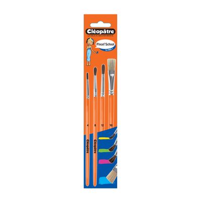 3134725013131-Cléopâtre - Pack de 3 pinceaux poil de poney N° 4, 8, 12 + 1 brosse n°10 en soie de porc--2