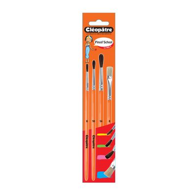 3134725013193-Cléopâtre - Pack de 3 pinceaux poil de poney N° 6, 10, 14 + 1 brosse soie de porc N°8--2