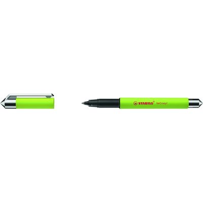 4006381551632-STABILO beCrazy! - Roller encre bleue - 0,5 mm - corps fin - vert citron--0