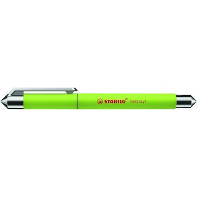 4006381551632-STABILO beCrazy! - Roller encre bleue - 0,5 mm - corps fin - vert citron--1