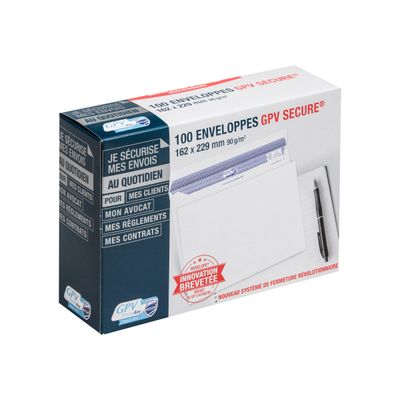 3250650050529-GPV Secure - 100 Enveloppes C5 162 x 229 mm - 90 gr - sans fenêtre - blanc - autocollante-Angle gauche-0