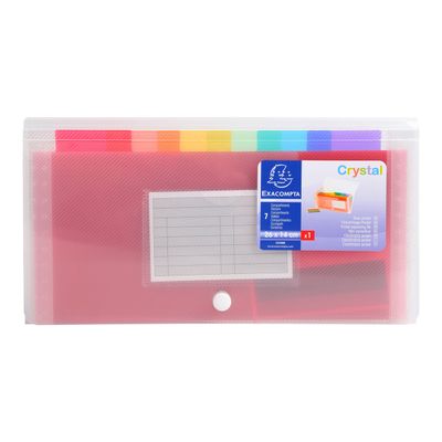 3130630554981-Exacompta - Trieur à soufflet 6 compartiments - 11x18 cm - blanc transparent-Avant-0