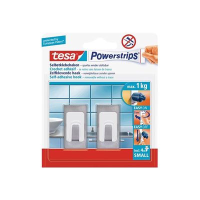 4042448231093-Tesa Powerstrips - 2 crochets métal - 4 languettes amovibles 45 x 23mm-Avant-0