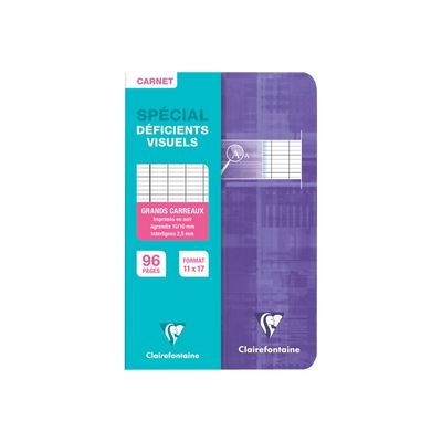 3329680036961-Clairefontaine Metric - Cahier pour déficients visuels - 11 x 17 cm - 96 pages - Grands carreaux noirs agrandis - Disponible -Avant-5