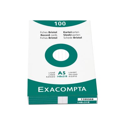 3370442038082-Exacompta - 40 Packs de 100 Fiches Bristol - 5,5 x 7,4 cm - lignées - non perforées - blanc-Avant-1