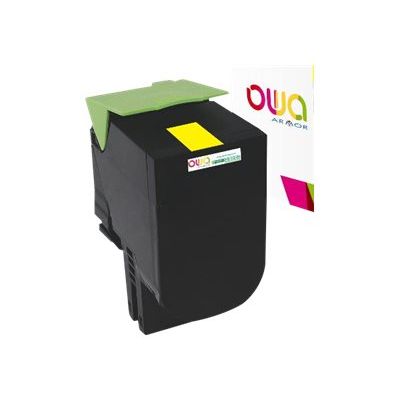 3112539744755-Cartouche laser compatible Lexmark 24B6010 - jaune - Owa K18262OW-Angle gauche-0