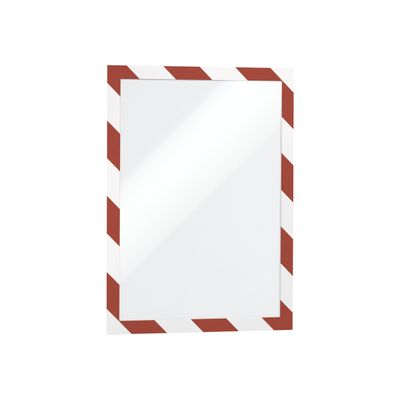 4005546406565-Durable Duraframe Security - 2 Cadres d'affichage bicolore - A4 - rouge/blanc (encadrement magnét-Avant-0