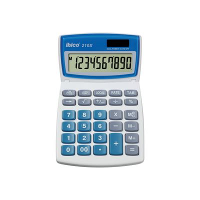 013465410079-Calculatrice de bureau Ibico 210X - 10 chiffres - alimentation batterie et solaire-Avant-0