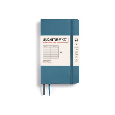 4004117610929-Leuchtturm1917 - Carnet de notes souple A6 - ligné - bleu acier-Avant-0