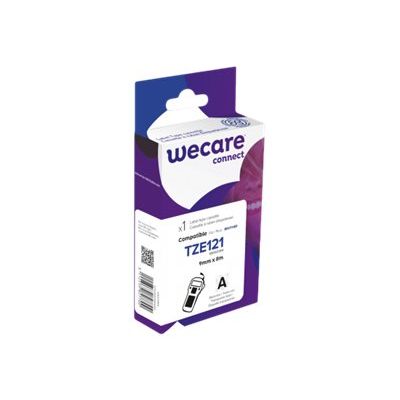 3112539827700-Wecare ruban d'étiquette compatible Brother TZE121 - 1 rouleau (0,9 cm x 8 m) - fond trans-Angle gauche-0