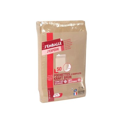 3250650396252-GPV Pack'n Post - 50 Pochettes kraft à soufflets C4 229 x 324 mm - 120 gr - bande auto-adh-Angle gauche-0