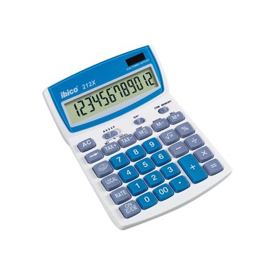 0013465410161-Calculatrice de bureau Ibico 212X - 12 chiffres - alimentation batterie et solaire-Angle gauche-0