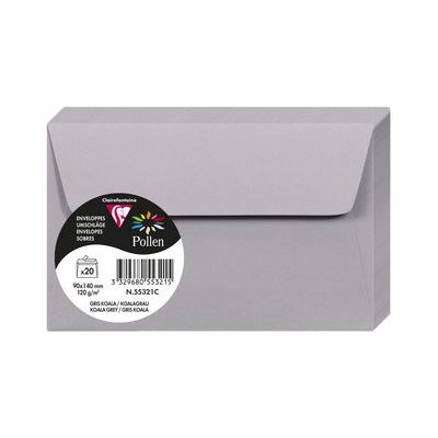 3329680553215-Pollen - 20 Enveloppes - 90 x 140 mm - 120 g/m² - gris-Angle droit-2
