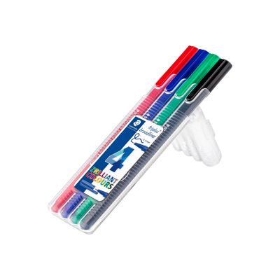 4007817338100-STAEDTLER triplus broadliner 338 - Pack de 4 feutres fins - pointes et couleurs assorties-Angle droit-0