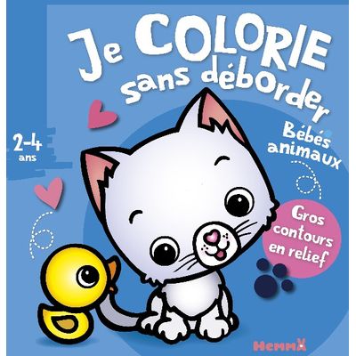 9782508047466-Je colorie sans déborder (2-4 ans) : Bébés animaux (Chaton et canard)--0