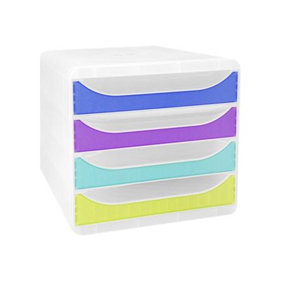 9002493424982-Exacompta Chromaline BigBox - Module de classement 4 tiroirs - arlequin-Angle gauche-0