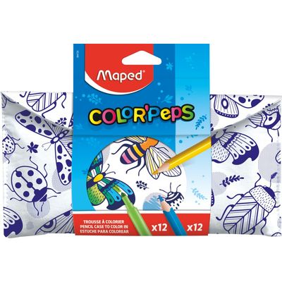 3154149847297-Maped Color'Peps - Trousse garnie à colorier - comprend 12 feutres et 12 crayons de couleur--0