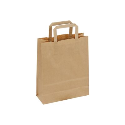 2130558104078-50 Sacs cadeau kraft - poignées plates - 22 cm x 10 cm x 29 cm - brun-Angle gauche-0