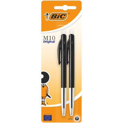 0400999996474-BIC M10 Clic - 2 Stylos à bille - noir - 1 mm - rétractable--0