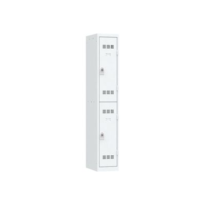 3219093120640-Vestiaire multicases - 1 colonne - 2 portes - 180 x 30 x 50 cm - gris/gris-Angle gauche-0