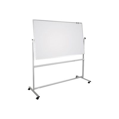 4009729058282-DAHLE - Tableau pivotant blanc laqué - 2 côtés magnétiques - 100 x 150 cm - 4 roues-Angle gauche-0
