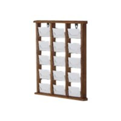 3660412028268-Promocome - Présentoir de cartes de visite mural - 3 x 5 compartiments - finition bois natu-Angle droit-0
