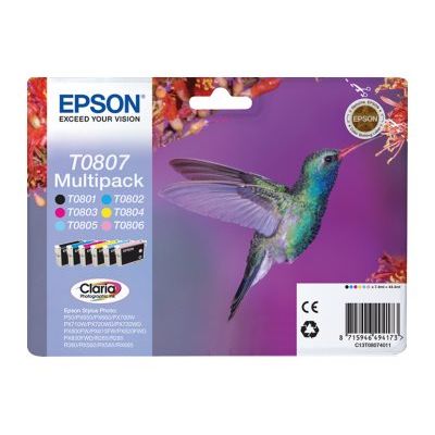 8715946330723-Epson T0807 Colibri - Pack de 6 - noir, cyan, cyan clair, magenta, magenta clair, jaune - cartouche-Haut-2
