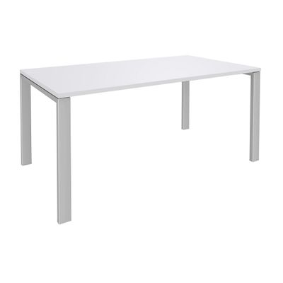0404000120759-Bureau simple IRIS - L140 cm - Pieds aluminium - plateau Blanc perle--0