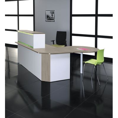 3253310161252-Banque d'accueil LUMINA - sans réhausse - L100 x H75 x P80 cm - Finition chêne gris/blanc--1