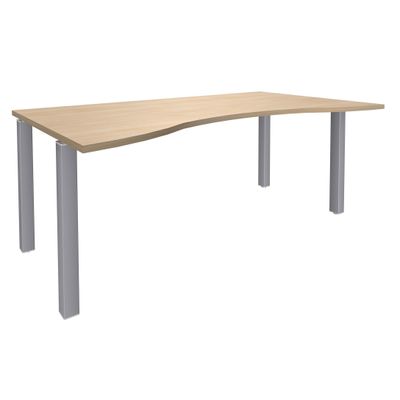 3253310165311-Bureau vague symétrique EXPRIM - L180 cm - Plateau imitation Chêne clair - Pieds alu--0