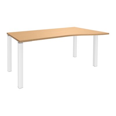 3253310164925-Bureau Vague EXPRIM - L160 cm - Retour droite - Plateau imitation Hêtre - Pieds blanc--0
