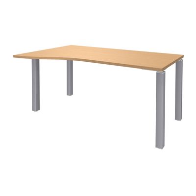 3253310164789-Bureau Vague EXPRIM - L140 cm - Retour gauche - Plateau imitation Hêtre - Pieds alu--0