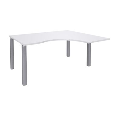 3253310164390-Bureau compact EXPRIM - L180 cm - Retour droite - Plateau Blanc perle - Pieds alu (Pieds de renfort obligatoire à rajou--0