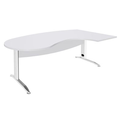 2012348121604-Bureau compact manager retour à droite IDRA - 200 cm - Pied blanc - Blanc perle (Pieds de renfort obligatoire à rajou--0