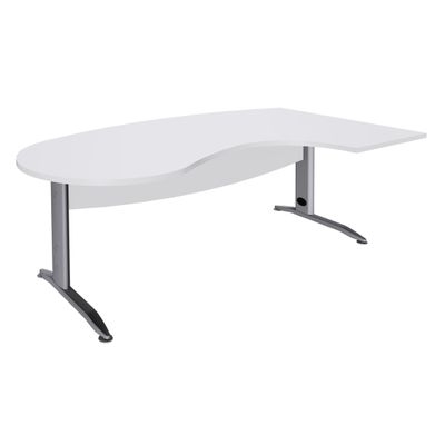 2012348121710-Bureau compact manager retour à droite IDRA - 200 cm - Pied alu - Blanc perle (Pieds de renfort obligatoire à rajou--0
