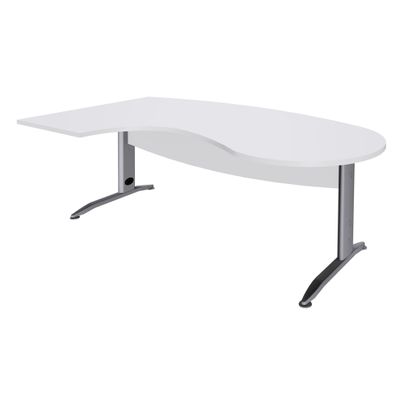 2012348121543-Bureau compact manager retour à gauche IDRA - 200 cm - Pied alu - Blanc perle (Pieds de renfort obligatoire à rajou--0