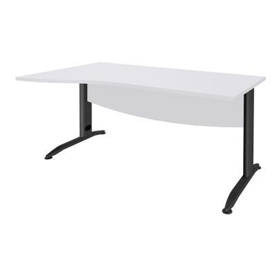 3253310150560-Bureau droit IDRA - Vague à gauche - L140 cm - Pieds anthracite - plateau Blanc--0
