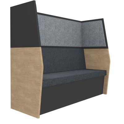 3253310170032-Banquette acoustique IN'TEAM - L170 x H 150 x P170 cm - 3 places - structure chêne clair et carbone - pan--0