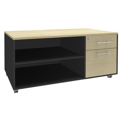 3253310146143-Console mobile EXPRIM/LOFTER/LEVEL - L120 x H63 x P60 cm - 2 tiroirs dont 1 DS - coté anthracite - finition façade et dessus--0