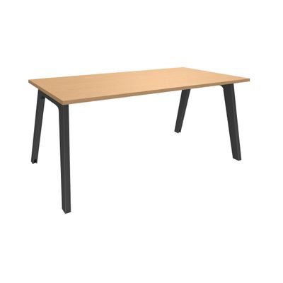 3253310161900-Bureau simple STEELY - L120 cm - Pieds carbone - plateau imitation Hêtre--0