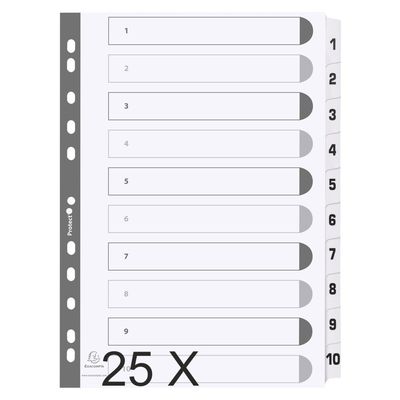 5016196103574-Exacompta - Pack de 25 intercalaires 10 positions numériques - A4 - blanc - touches plastifiées--0