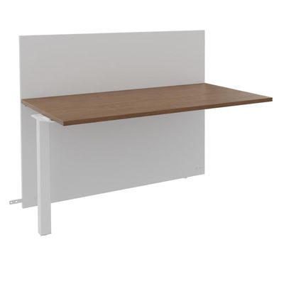 3253310332256-Banque d'accueil Module suivant haut OLA - L120 x H112 x P82,5 cm - structure blanc perle, plateau noye--0