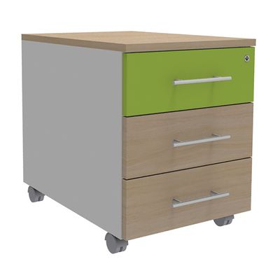 3253310153219-Caisson mobile INEO JET UP Bureau Vallée - L43 x H56 x P60 cm - 3 Tiroirs - façade imitation chêne c--0
