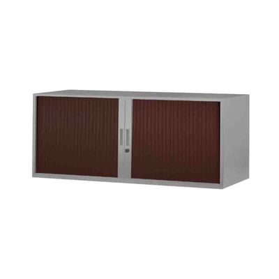 3700339871735-Réhausse pour armoire à rideaux métalliques - L120 x P43 x H43 cm - silver/imitation wengé--0
