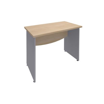 3253310174757-Bureau droit DUAL - L80 - Pieds Alu - plateau imitation Chêne clair--0