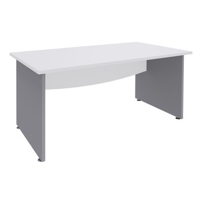 3253310105348-Bureau droit DUAL - L140 - Pieds Alu - plateau blanc--0