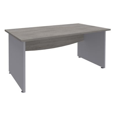3253310175013-Bureau droit DUAL - L140 - Pieds Alu - plateau imitation Chêne gris--0