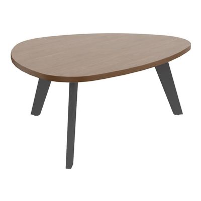 3253310179851-Table basse galet - L100xH42xP90/80 - pied carbone - plateau imitation noyer--0
