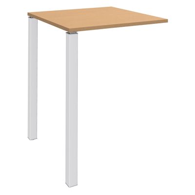 3253310166585-Table Lounge 2 Pieds - L80xH105xP80 cm - Pieds blanc - plateau imitation hêtre--0